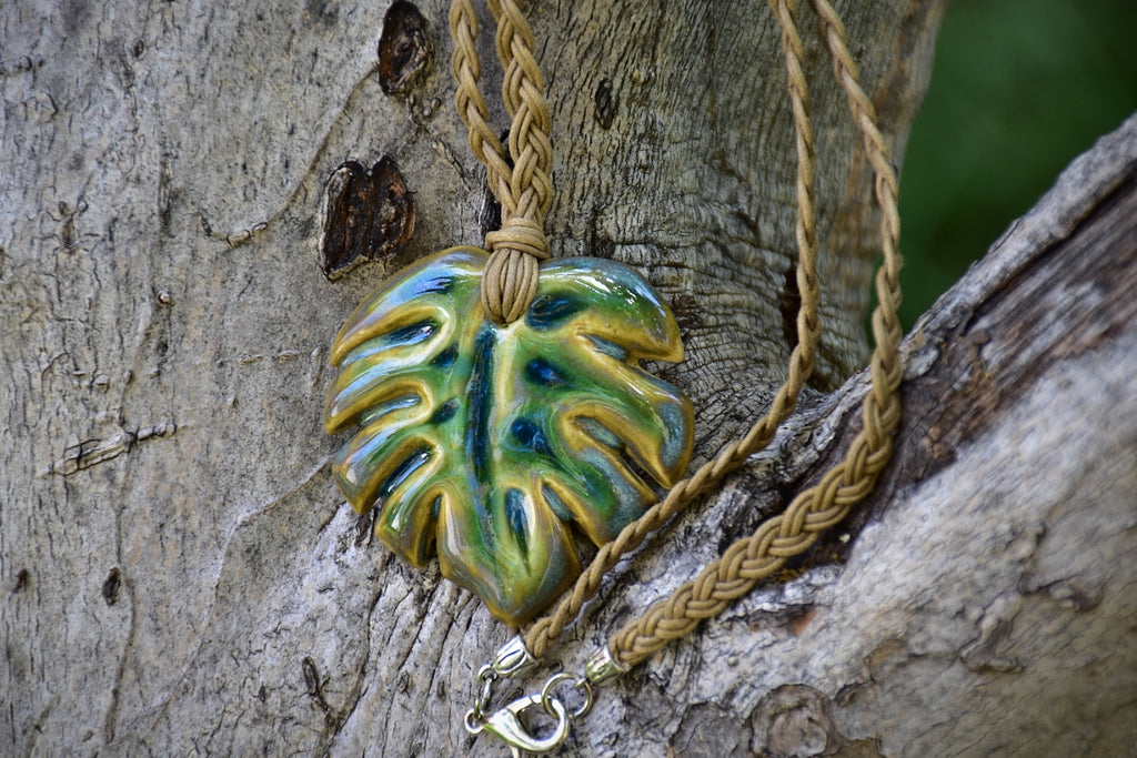Ceramic Monstera Leaf Necklace - Lillie Ceramics