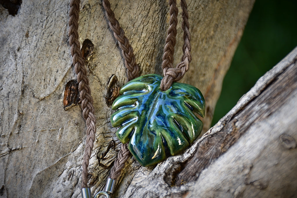 Ceramic Monstera Leaf Necklace - Lillie Ceramics