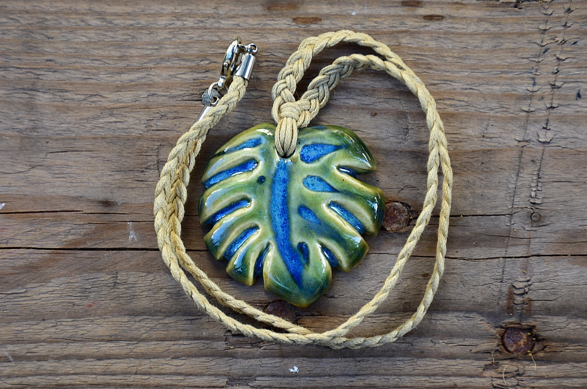Ceramic Monstera Leaf Necklace - Lillie Ceramics